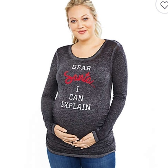 Motherhood Maternity Dear Santa I Can Explain Xmas Black Shirt women’s size S - Picture 1 of 9